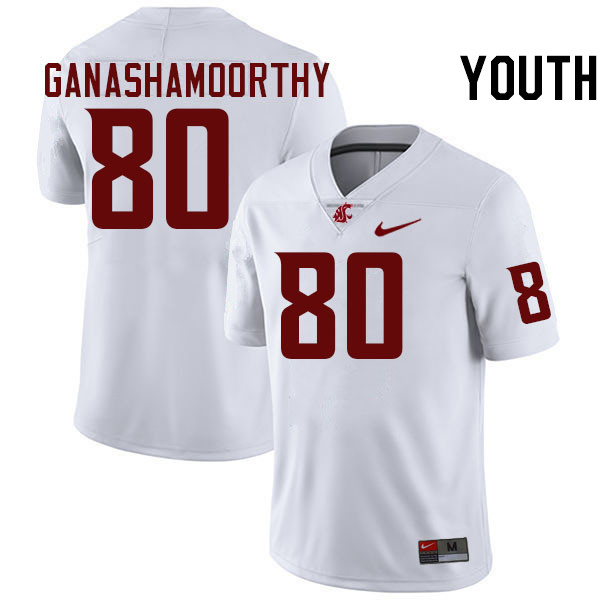 Youth #80 Branden Ganashamoorthy Washington State Cougars College Football Jerseys Stitched-White